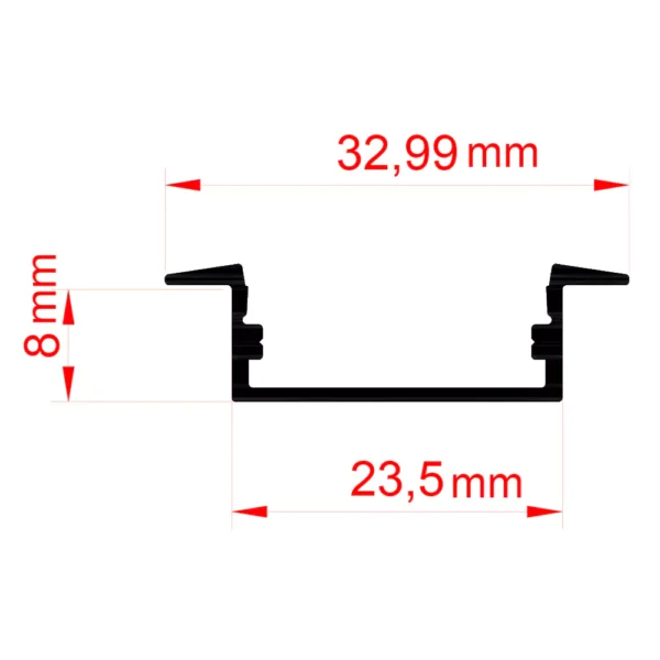 شماتیک چراغ خطی توکار کابینت کد L11